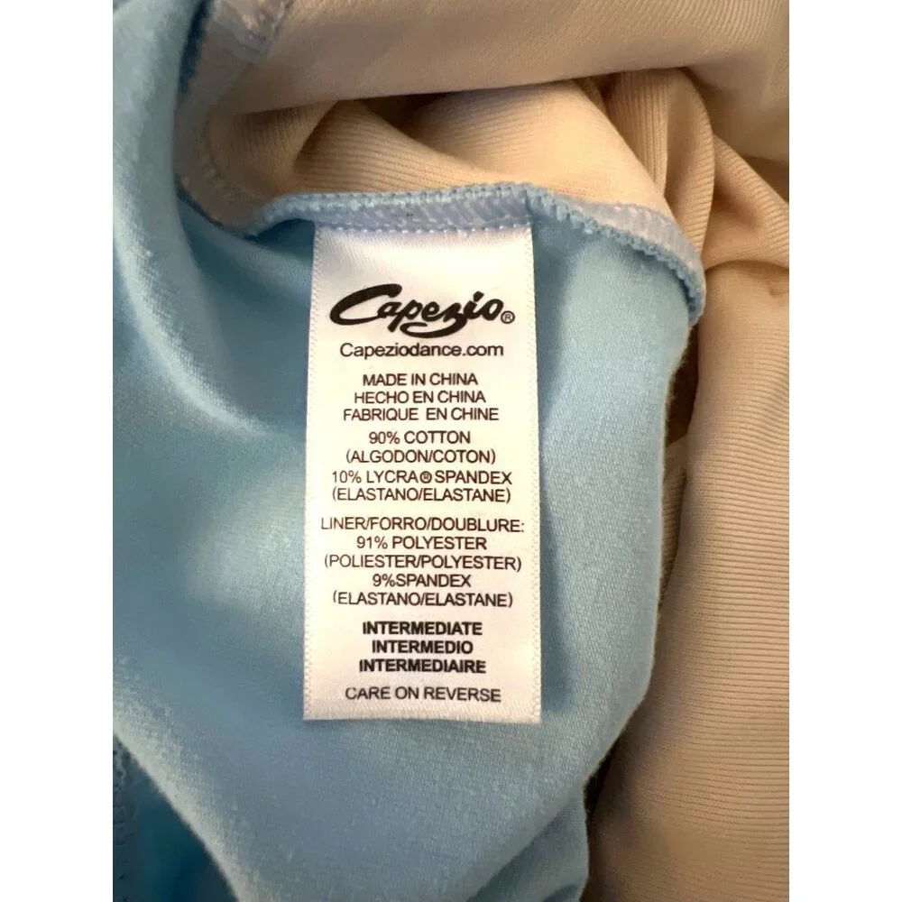Capezio Childs I 6X-7 Princess Pinch Front Tank Leotard Lined Light Blue Dance